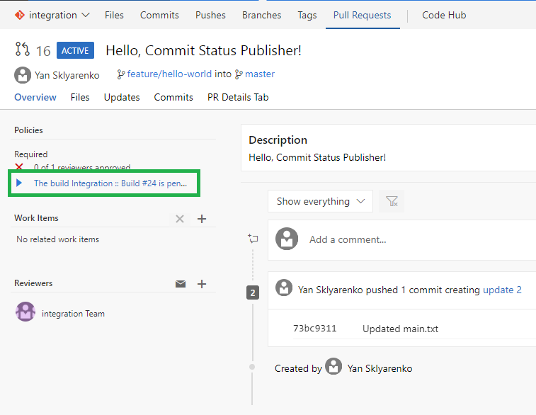VSTS Policy Status