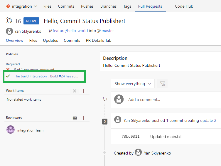VSTS Policy Status